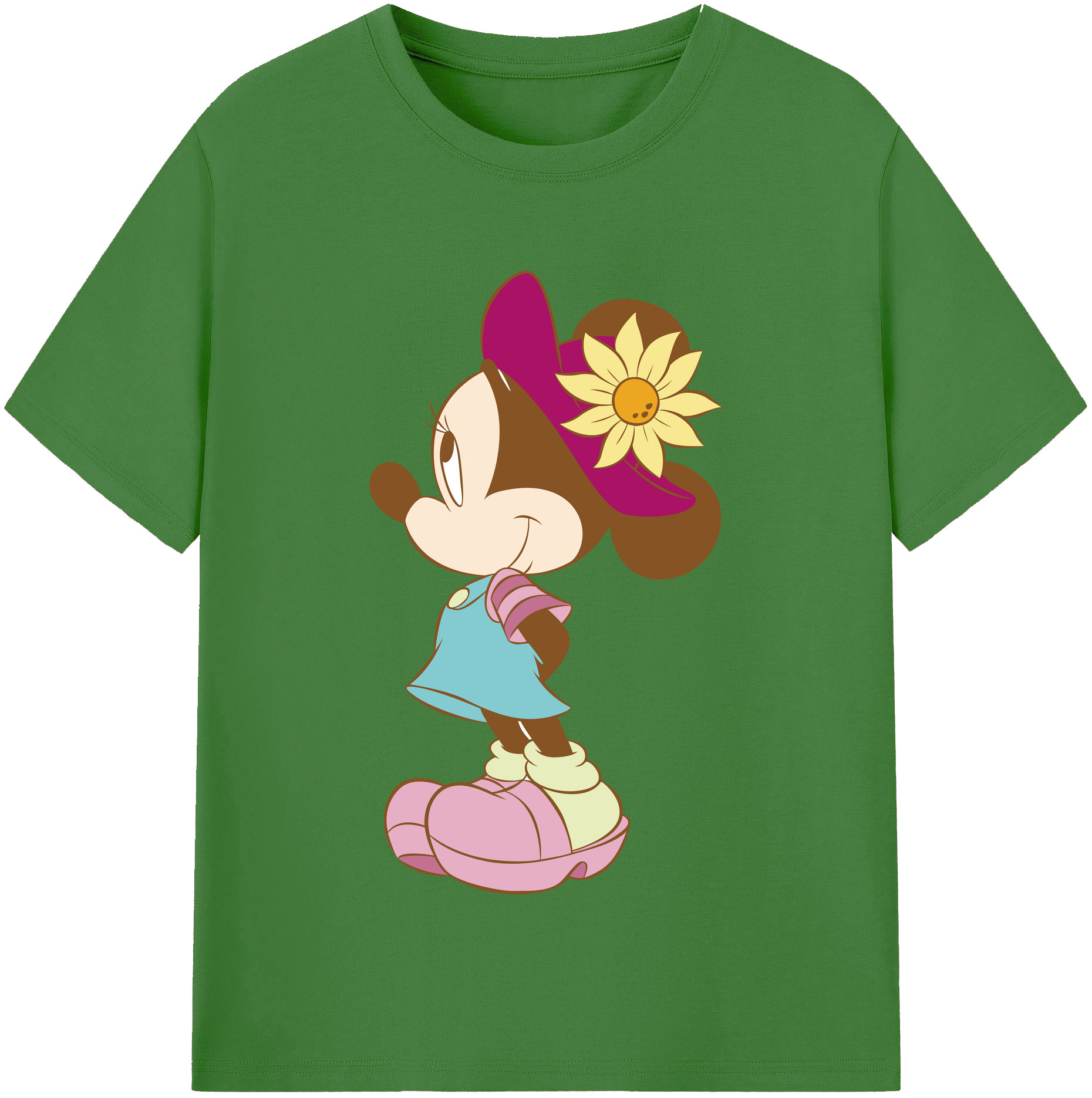 ミッキーマウス Mickey Mouse レディースカジュアルプリントTシャツ（綿100％）